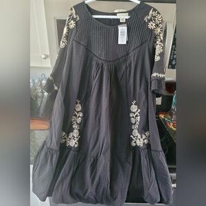 Torrid Black Mini Dress with Cream Embroidery